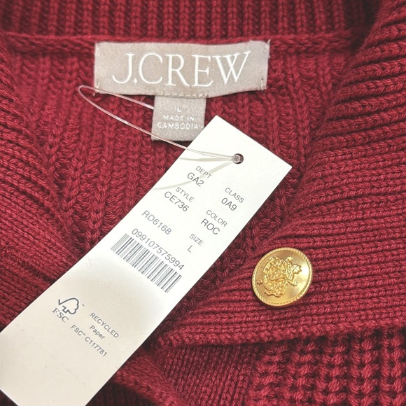 J Crew Ribbed cotton button-collar sweater NWT SZ L - Picture 8 of 9